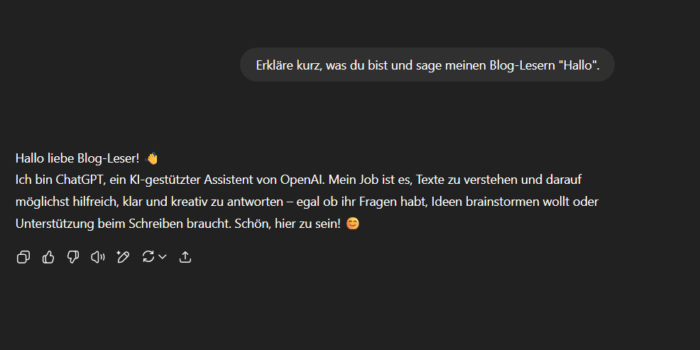 Ein Beispiel Chat mit ChatGPT